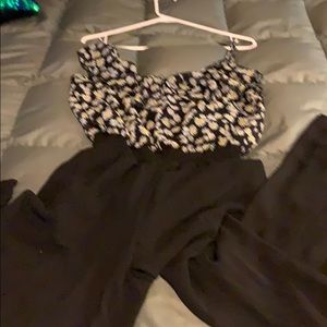 Sheer jumpsuit shorts, elastic waist/sheer legs!